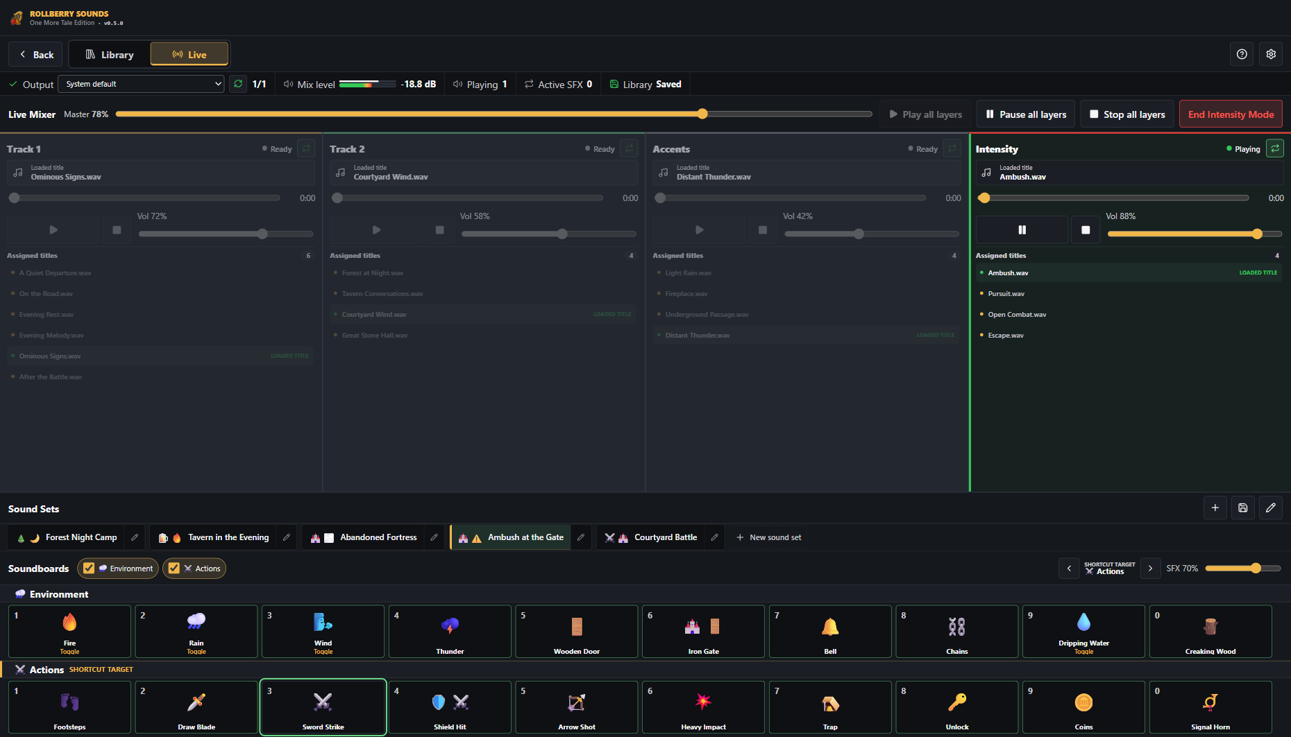 Active Intensity Mode in the RollBerry Sounds Live Mixer